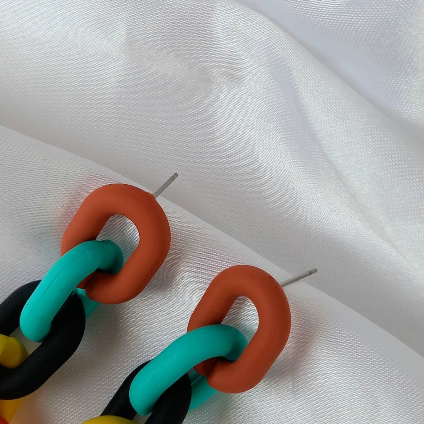 Colourful Chain Drop Earrings - Chunky Earrings,Chunky Jewellery In The UK,Chain Earrings In The UK,Rainbow Earrings,Rainbow Jewellery