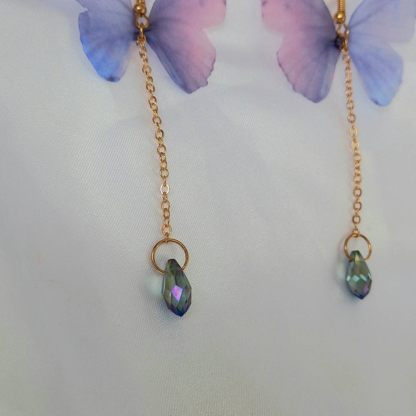 Gold Butterfly Drop Earrings -Lightweight Drop Earrings,Purple Butterfly Earrings,Gold Earrings In The UK,Gold Butterfly Jewellery In The UK