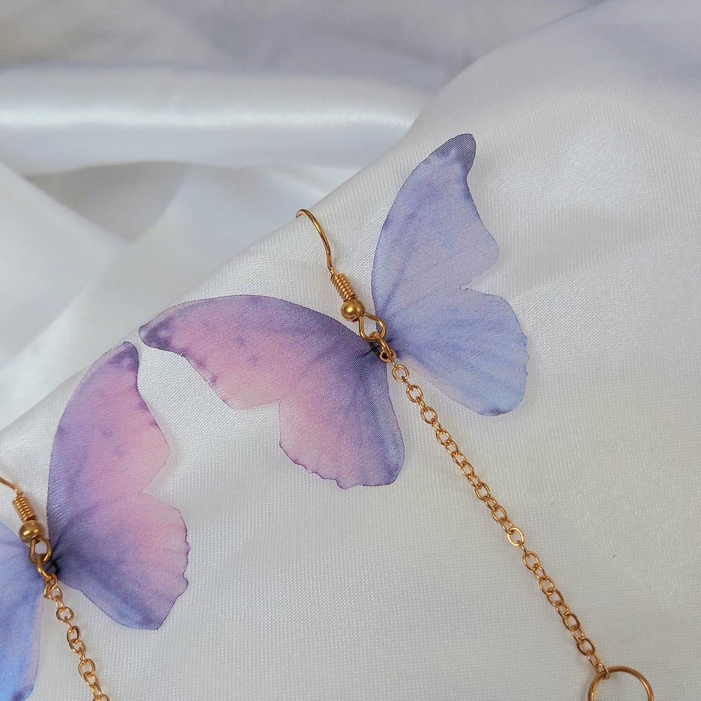 Gold Butterfly Drop Earrings -Lightweight Drop Earrings,Purple Butterfly Earrings,Gold Earrings In The UK,Gold Butterfly Jewellery In The UK