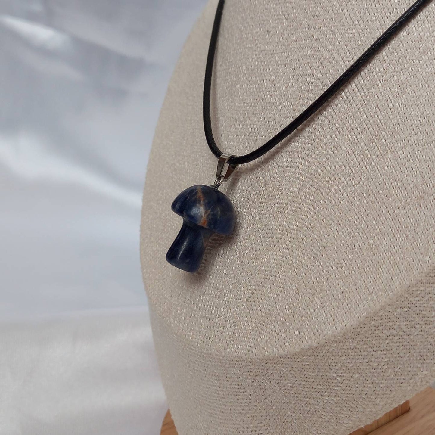 Blue Mushroom Charm Necklace - Blue Mushroom Necklaces,Mushroom Jewellery,Mushrooms,Black Necklaces In The UK,Black Jewellery In The UK