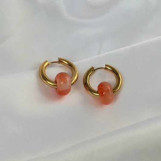 Chunky Red & Gold Hoop Earrings - Red Chunky Hoop Earrings,Red Earrings In The UK,Red Jewellery In The UK,Gold Hoop Earrings,Gold Hoops