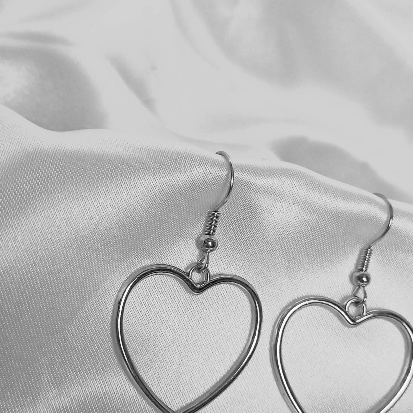 Silver Heart Drop Earrings - Silver Heart Earrings,Silver Heart Jewellery,Silver Earrings In The UK,Silver Jewellery In The UK,Love Earrings