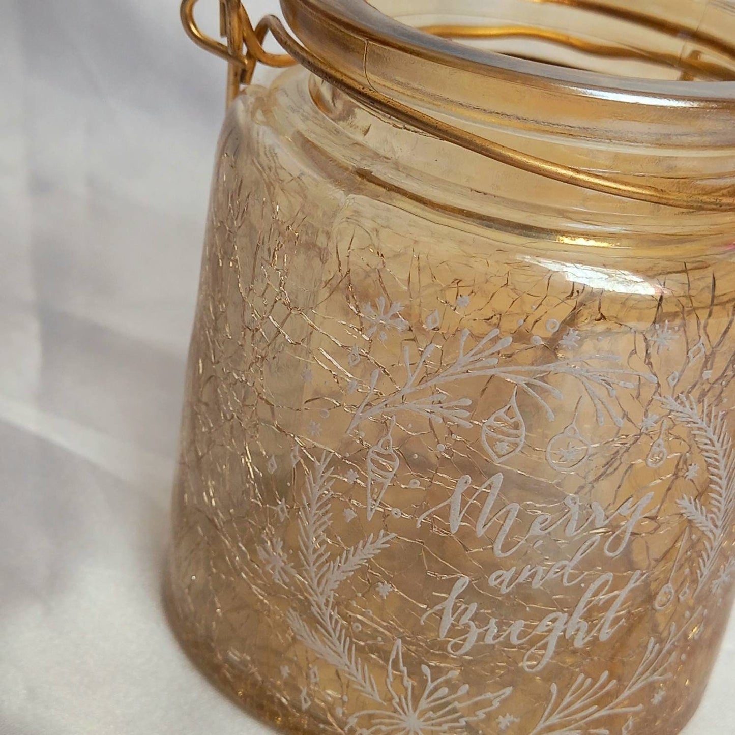 Cracked Glass Christmas Candle Holder - Christmas Decor In The UK,Christmas Home Decor,Christmas Homeware In The UK,Orange Candle Holder,