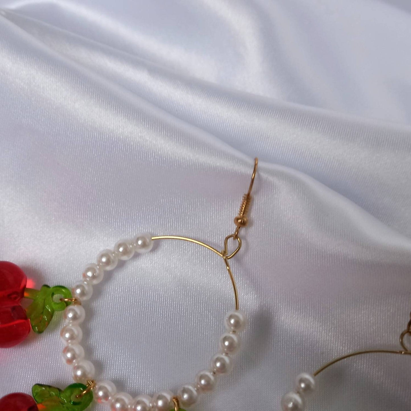 Cherry Bead Hoop Earrings - Pearl Jewellery,Pearl Earrings,Red Bead Earrings In The UK,Cherry Earrings,Cherry Jewellery In The UK