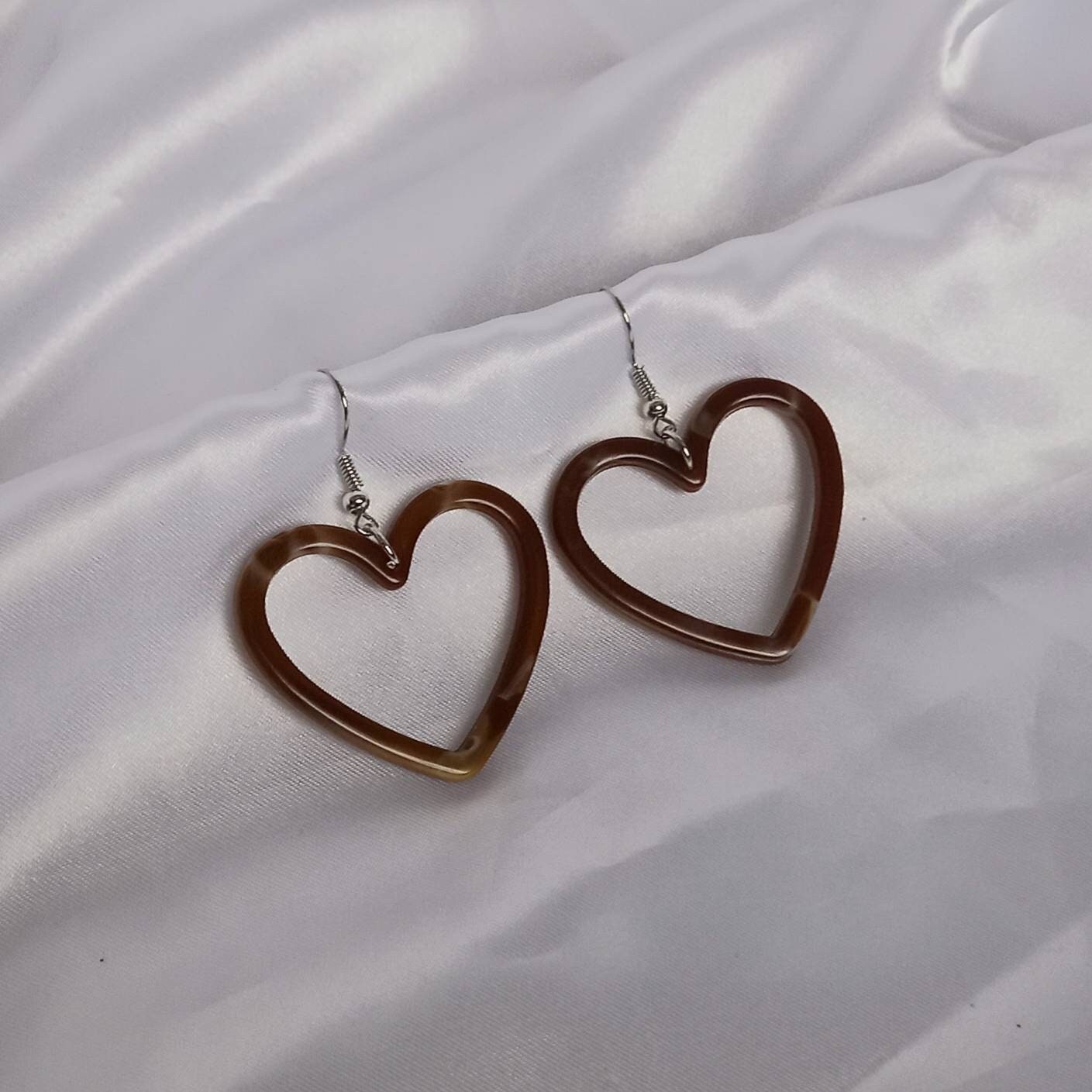 Brown Resin Heart Earrings - Resin Earrings,Brown Heart Earrings,Resin Heart Earrings In The UK,Brown Earrings In The UK,Brown Jewellery