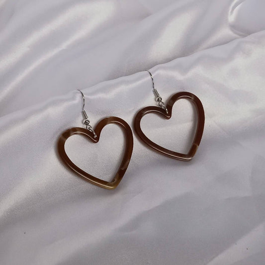 Brown Resin Heart Earrings - Resin Earrings,Brown Heart Earrings,Resin Heart Earrings In The UK,Brown Earrings In The UK,Brown Jewellery