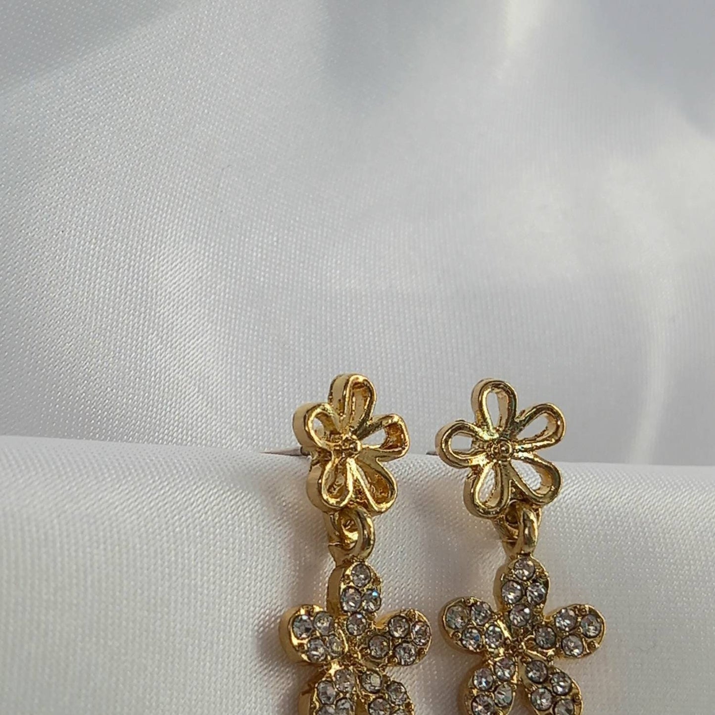 Gold Flower Drop Earrings - Gold Flower Earrings,Gold Flower Jewellery,Floral Earrings,Gold Earrings In The UK,Gold Jewellery In The UK