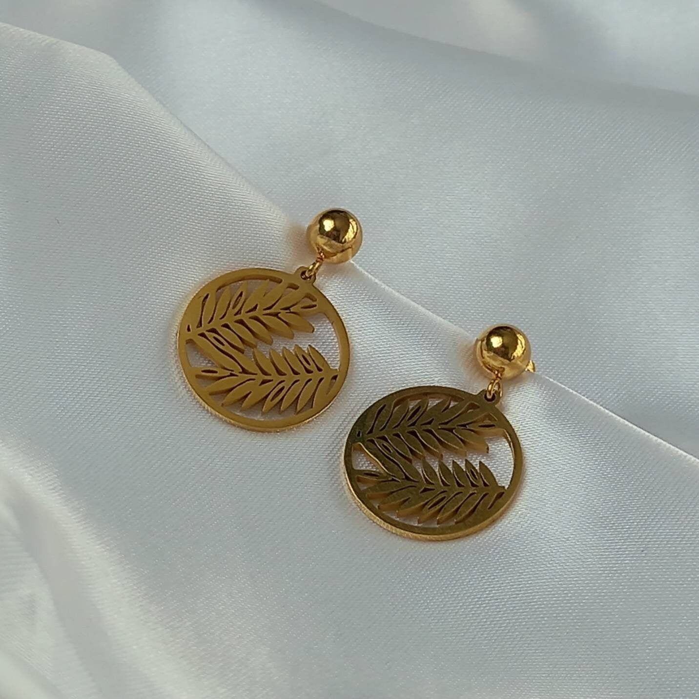 Gold Leaf Drop Earrings - Gold Leaf Earrings,Leaf Jewellery,Delicate Earrings,Small Gold Earrings In The UK,Gold Jewellery In The UK