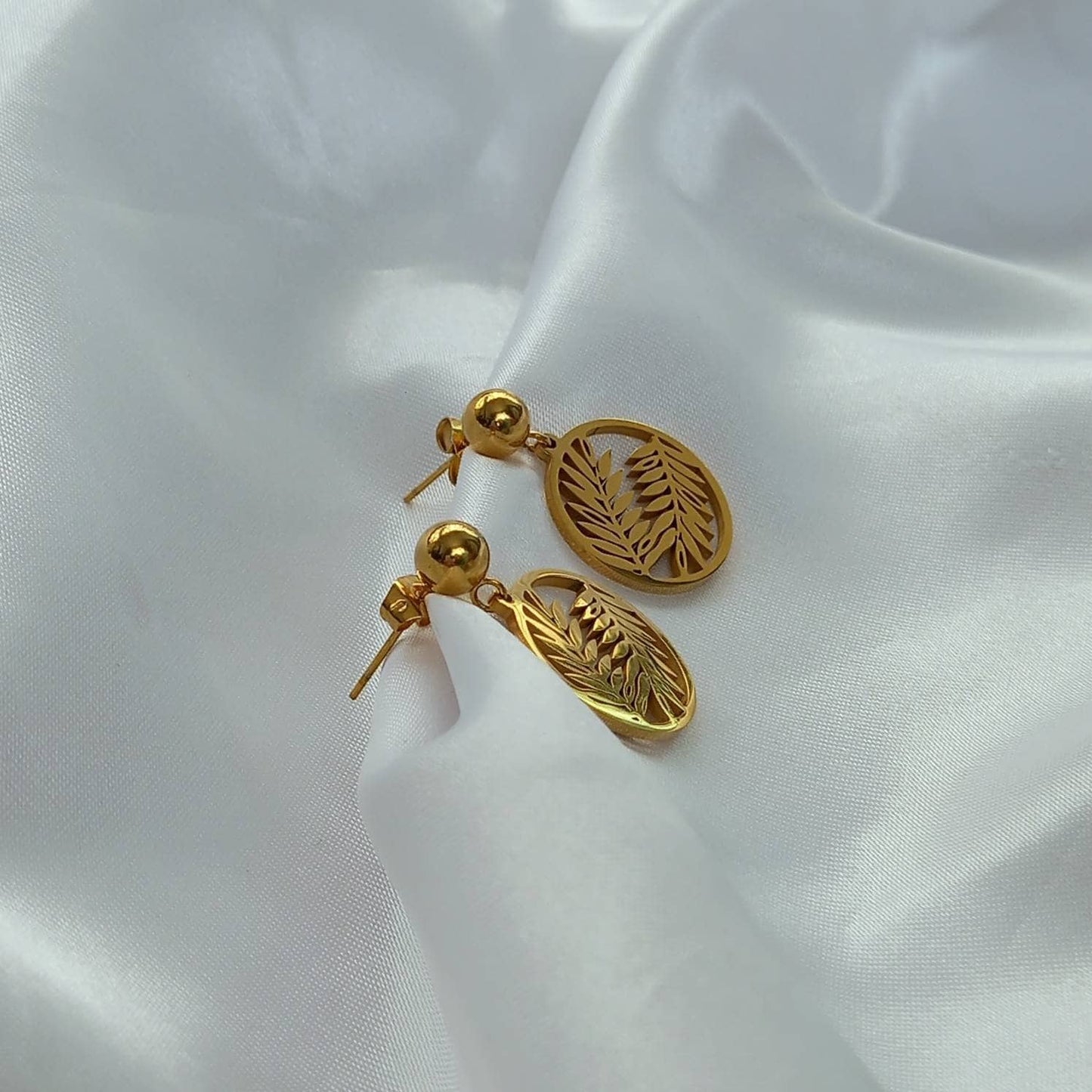 Gold Leaf Drop Earrings - Gold Leaf Earrings,Leaf Jewellery,Delicate Earrings,Small Gold Earrings In The UK,Gold Jewellery In The UK
