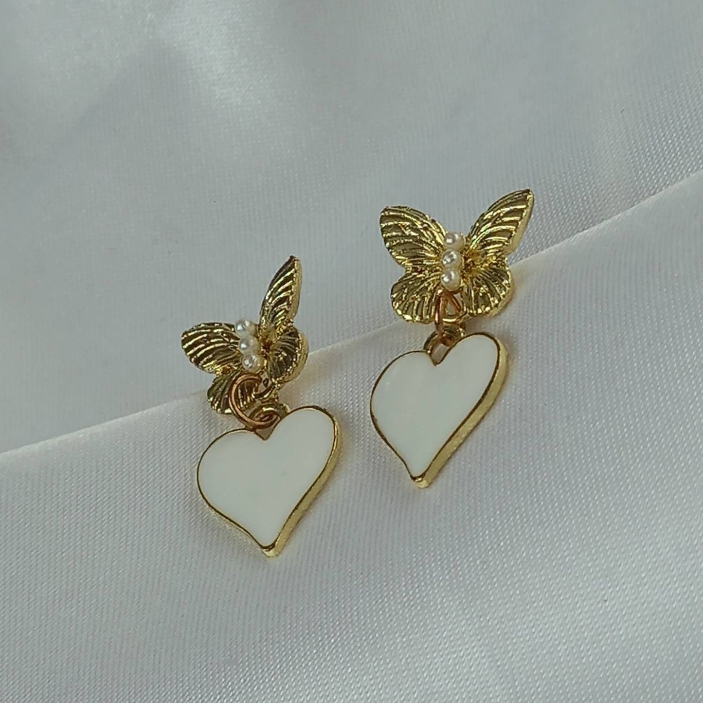 Gold Butterfly Stud Earrings - Heart Earrings,Butterfly Earrings,Small Gold Earrings In The UK,Small Gold Butterfly Jewellery In The UK