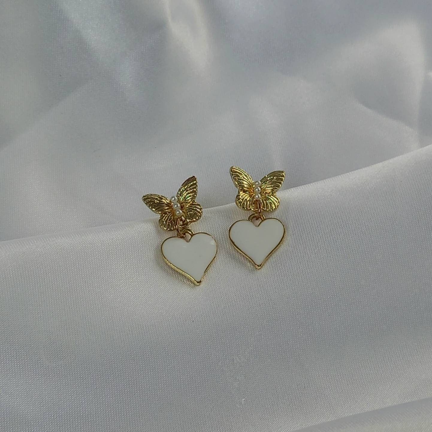 Gold Butterfly Stud Earrings - Heart Earrings,Butterfly Earrings,Small Gold Earrings In The UK,Small Gold Butterfly Jewellery In The UK