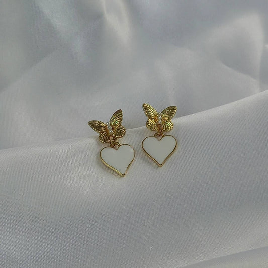 Gold Butterfly Stud Earrings - Heart Earrings,Butterfly Earrings,Small Gold Earrings In The UK,Small Gold Butterfly Jewellery In The UK