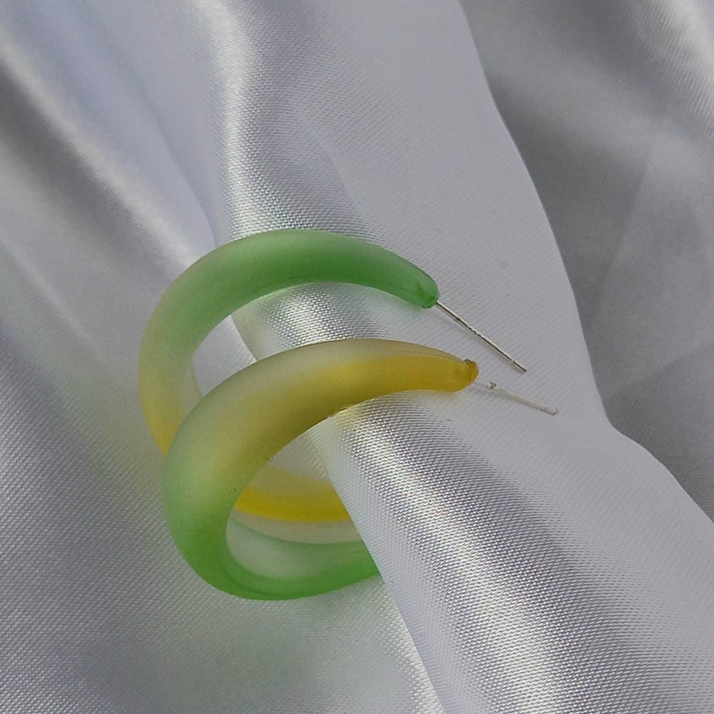 Chunky Yellow & Green Resin Hoop Earrings - Ombre Earrings,Chunky Hoop Earrings,Yellow Earrings,Two Tone Resin Earrings, Earrings In The UK