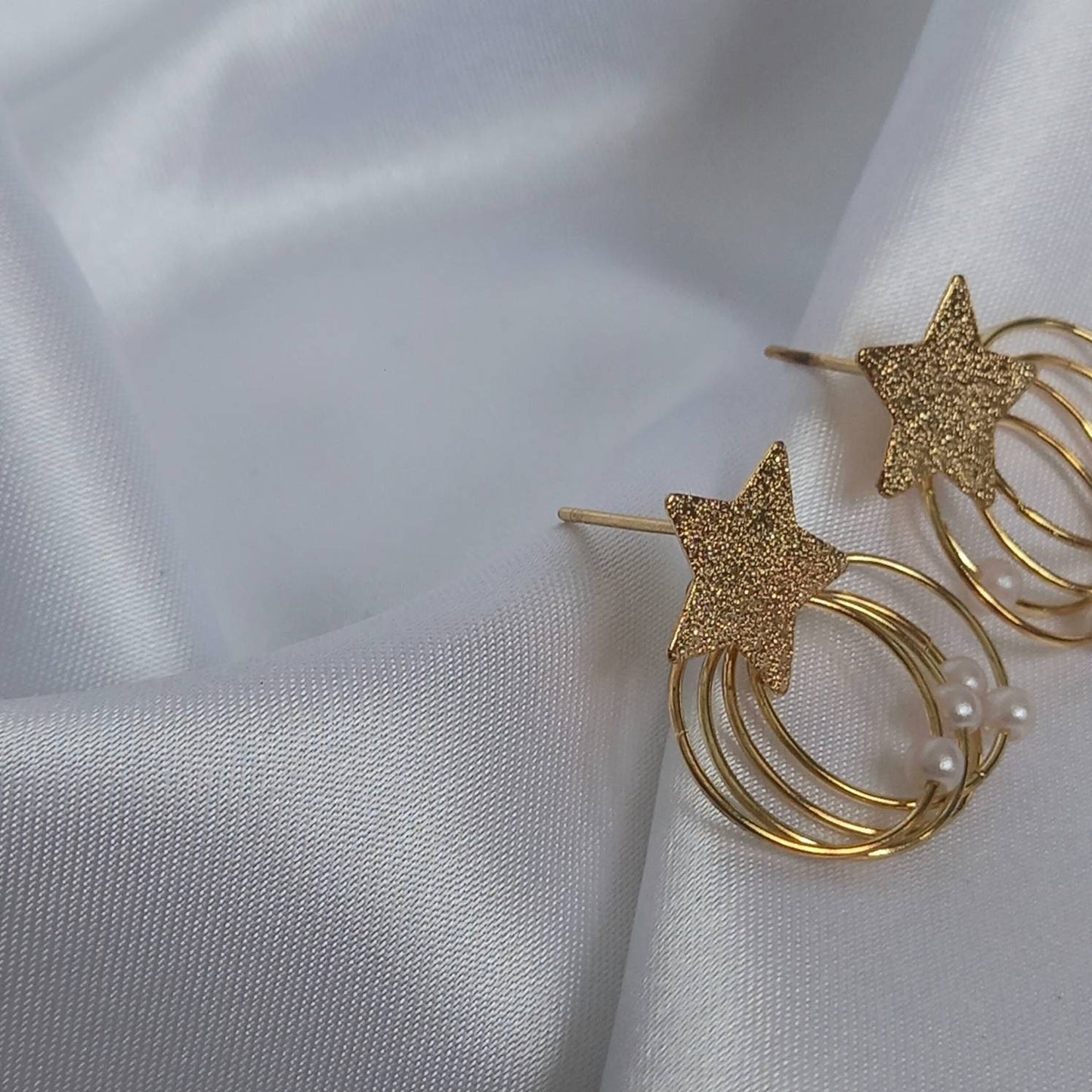 Gold Star Stud Drop Earrings - Star Earrings,Pearl Earrings,Small Earrings,Small Drop Earrings,Small Studs,Gold Jewellery,Earrings In The UK