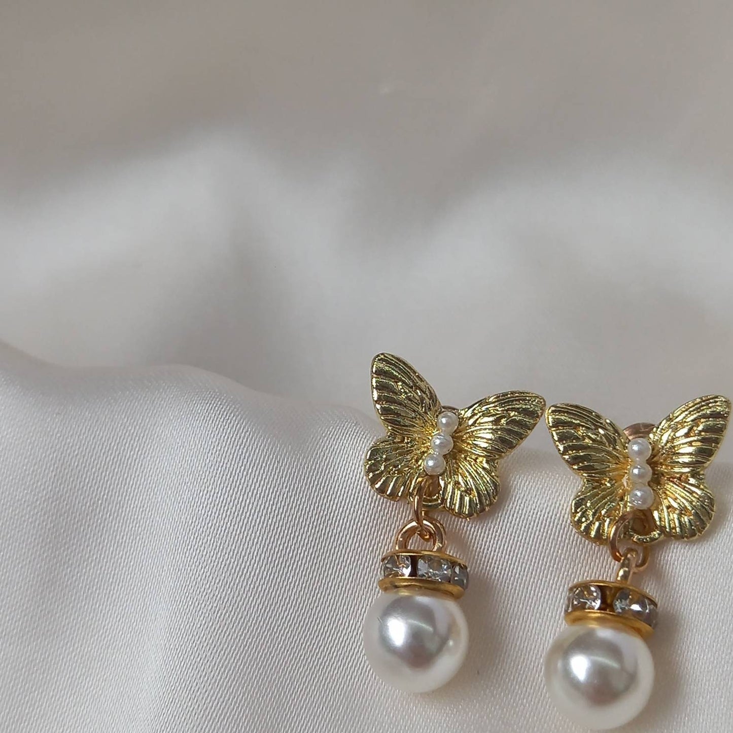 Gold Butterfly Stud Earrings - Bead Earrings,Butterfly Earrings,Small Gold Earrings In The UK,Small Gold Butterfly Jewellery In The UK