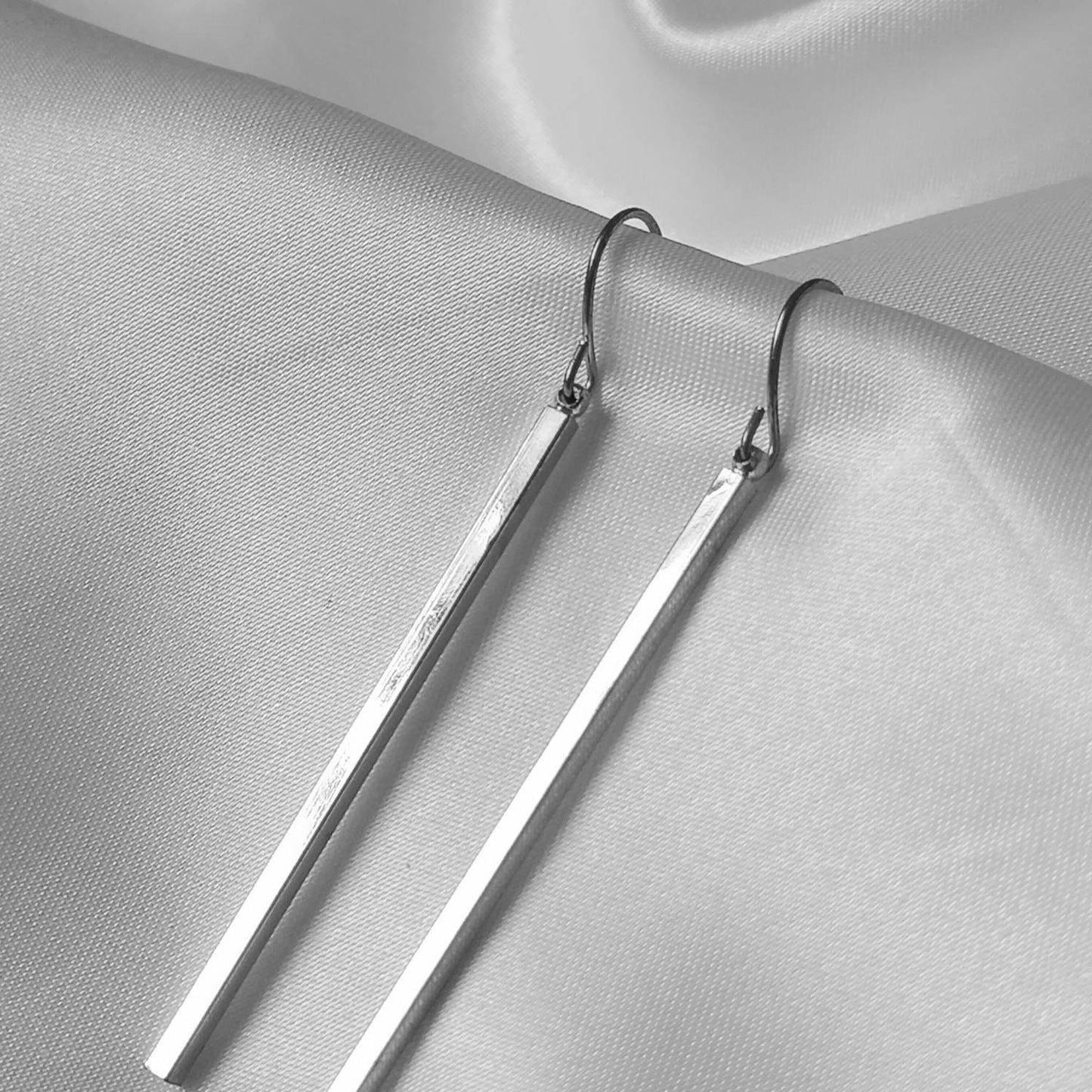 Long Silver Drop Earrings - Long Earrings,Long Silver Earrings In The UK,Long Silver Jewellery In The UK,Abstract Earrings,Gifts In The UK