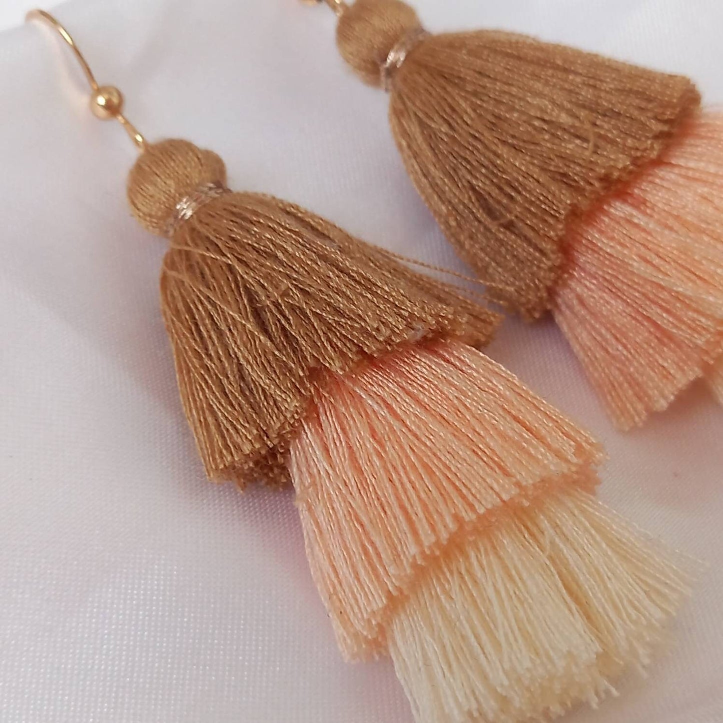 Neutral & Gold Tassel Earrings - Neutral Tassel Earrings,Neutral Jewellery,Gold Jewellery In The UK,Gold Earrings In The UK,Funky Earrings