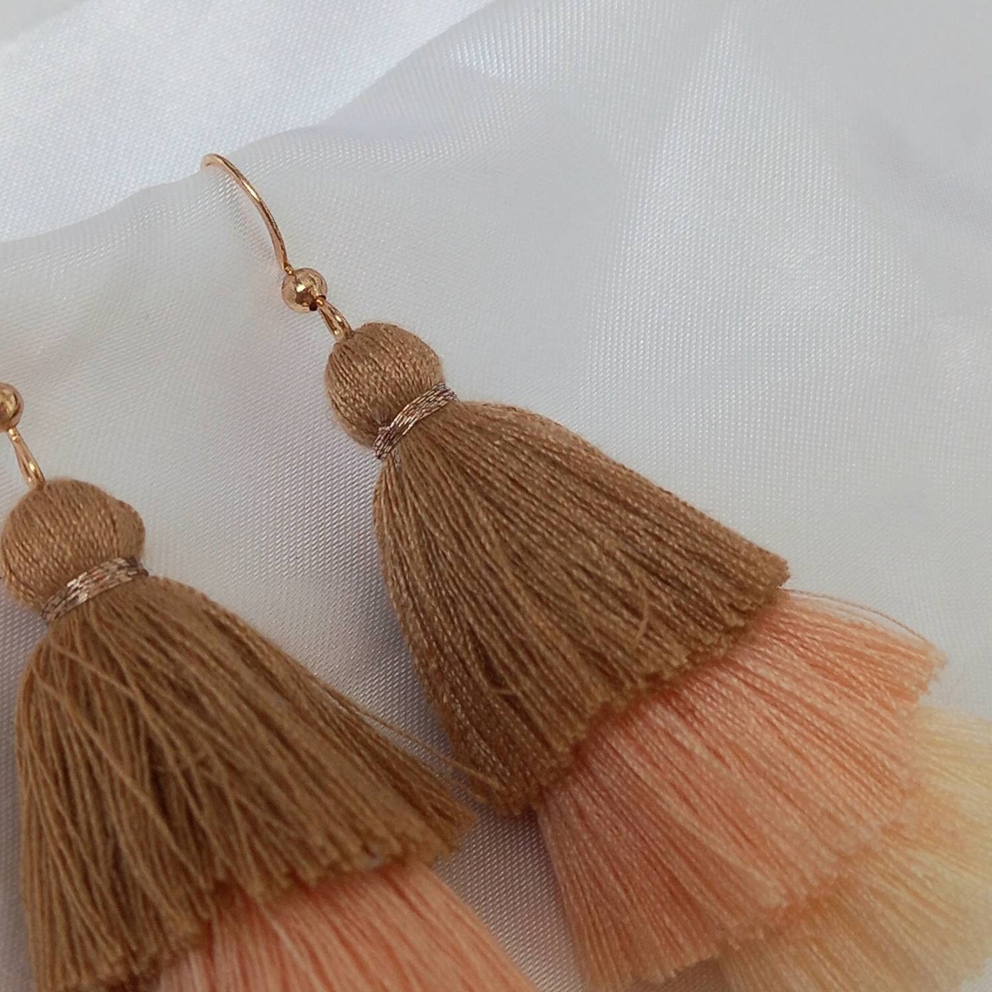 Neutral & Gold Tassel Earrings - Neutral Tassel Earrings,Neutral Jewellery,Gold Jewellery In The UK,Gold Earrings In The UK,Funky Earrings