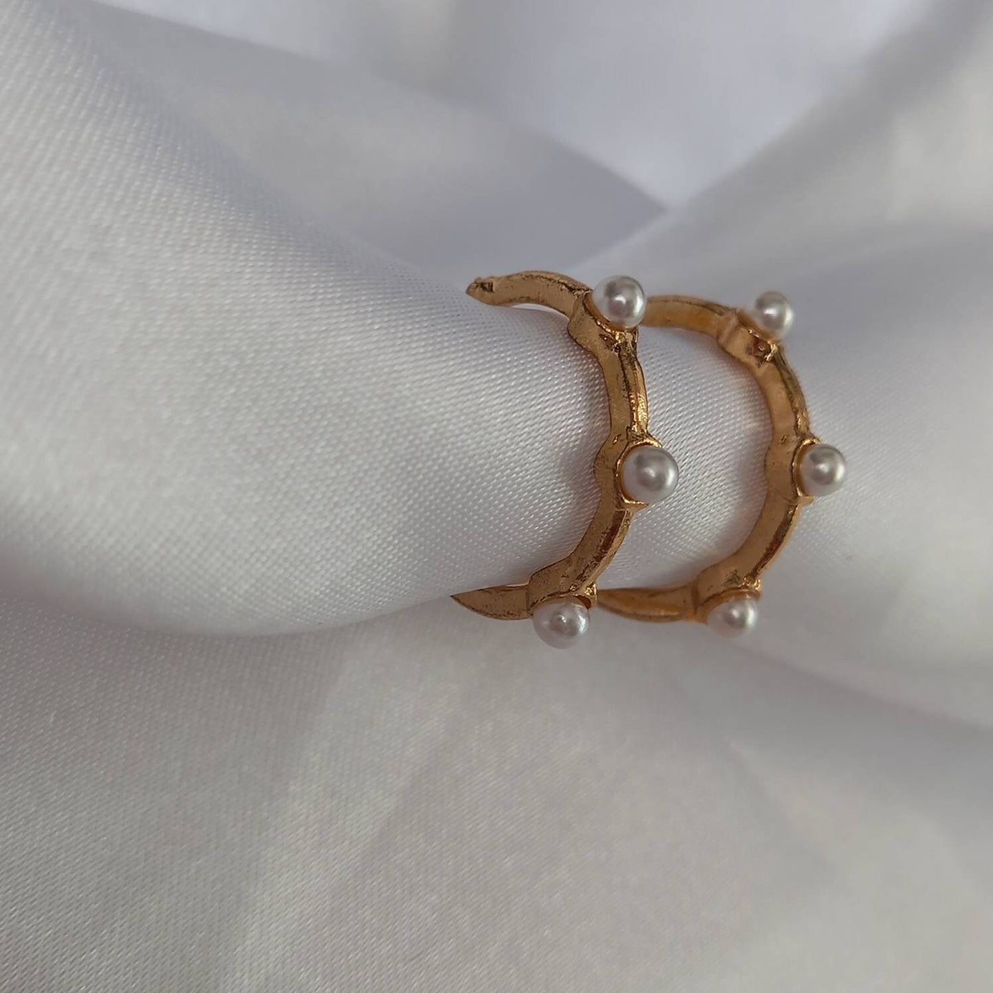 Faux Pearl Hoop Earrings - Pearl Jewellery,Pearl Earrings,Gold Bead Earrings,Hoop Earrings In The UK,Gold Hoops In The UK,Pearl Jewellery