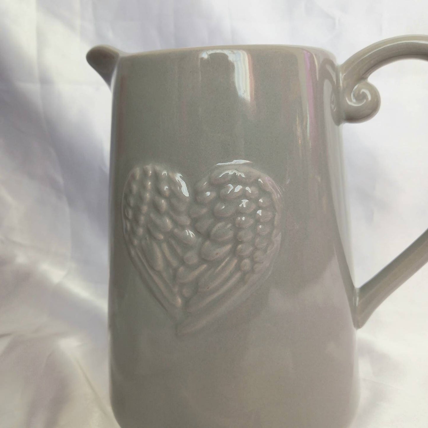 Grey Heart Jug - Grey Jug, Grey Vase, Grey Ceramic Jug, Decorative Jug, Homeware, Home Decor, Tall Jug, Tall Vase, Ceramic Decor