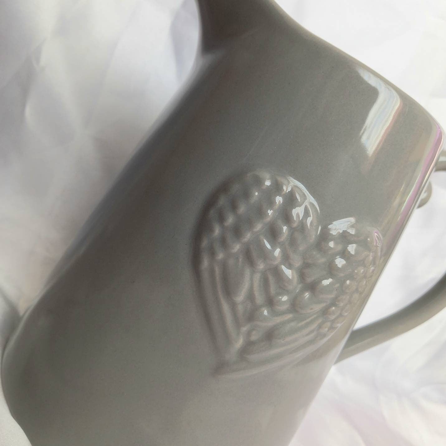 Grey Heart Jug - Grey Jug, Grey Vase, Grey Ceramic Jug, Decorative Jug, Homeware, Home Decor, Tall Jug, Tall Vase, Ceramic Decor