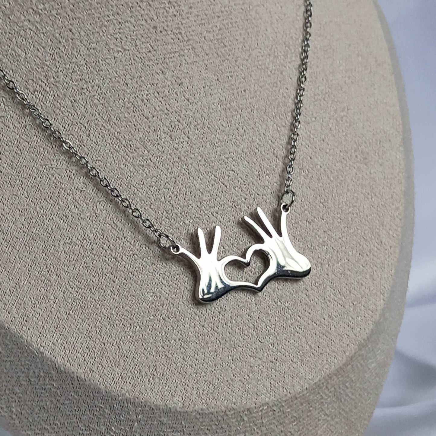 Silver Hands Heart Necklace - Silver Necklaces In The UK,Silver Jewellery In The UK,Heart Hands Necklace,Friendship Necklace,Gifts For Her