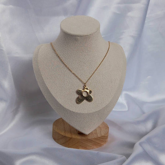 Gold Flower Charm Necklace - Retro Flower Necklaces,Gold Necklaces In The UK,Gold Jewellery In The UK,Funky Necklaces,Y2K Necklace