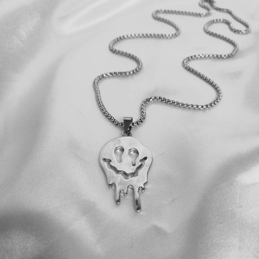 Silver Retro Chain Necklace - Smiley Face Necklaces In The UK,Chunky Silver Necklace,Silver Jewellery In The UK,Retro Chain Necklace