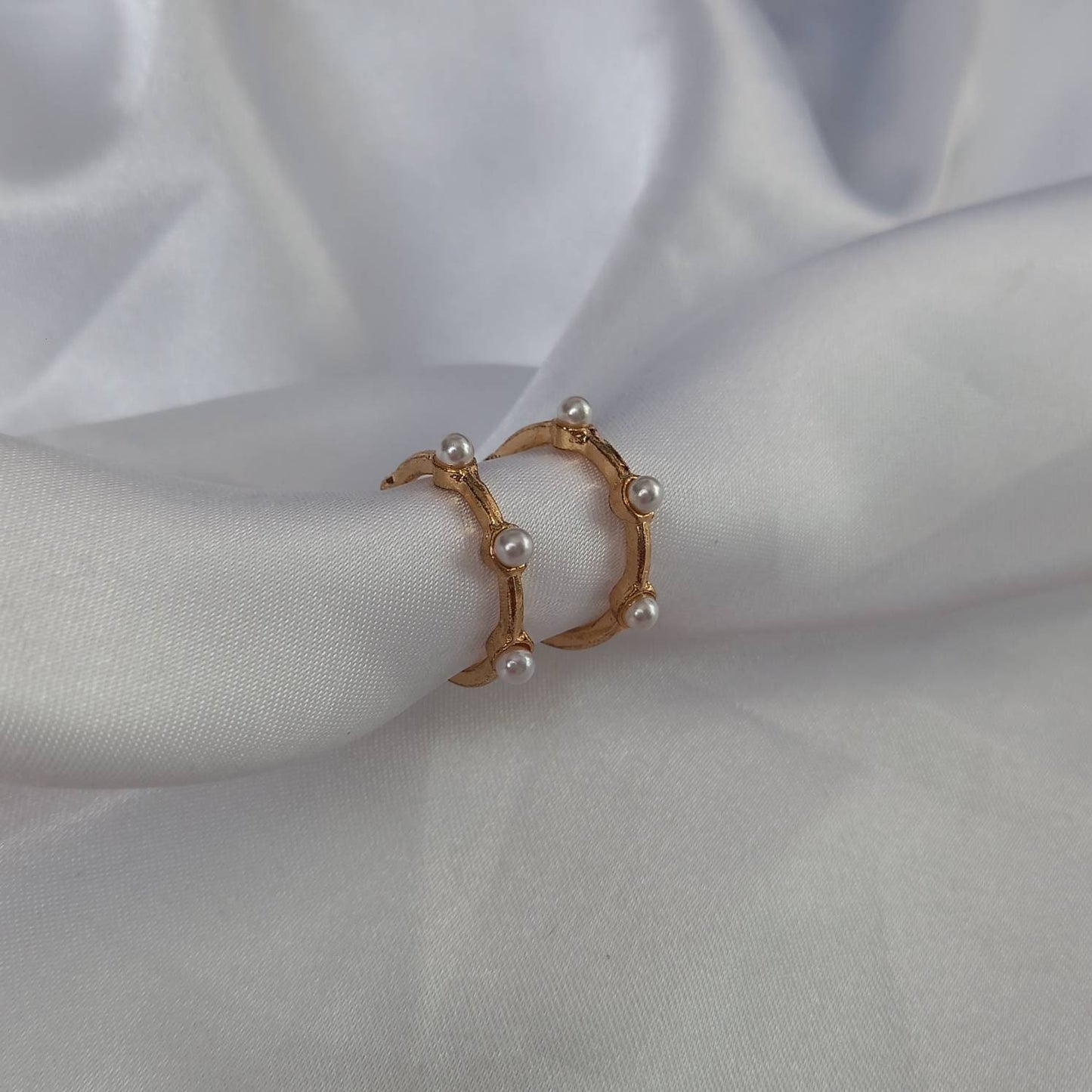 Faux Pearl Hoop Earrings - Pearl Jewellery,Pearl Earrings,Gold Bead Earrings,Hoop Earrings In The UK,Gold Hoops In The UK,Pearl Jewellery