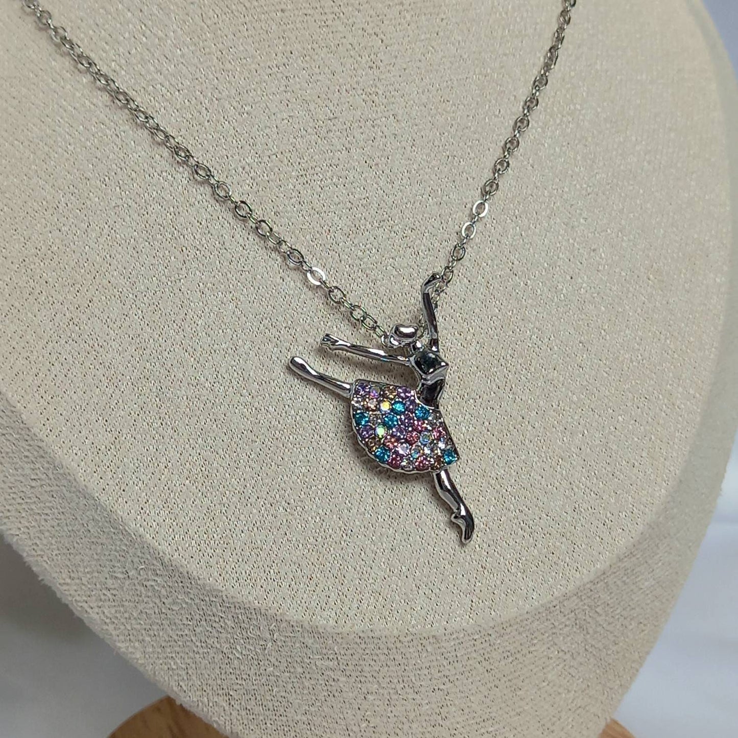 Silver Ballerina Chain Necklace - Silver Necklaces In The UK,Dancer Necklace,Dancer Jewellery In The UK,Fine Silver Necklace,Ballet Necklace