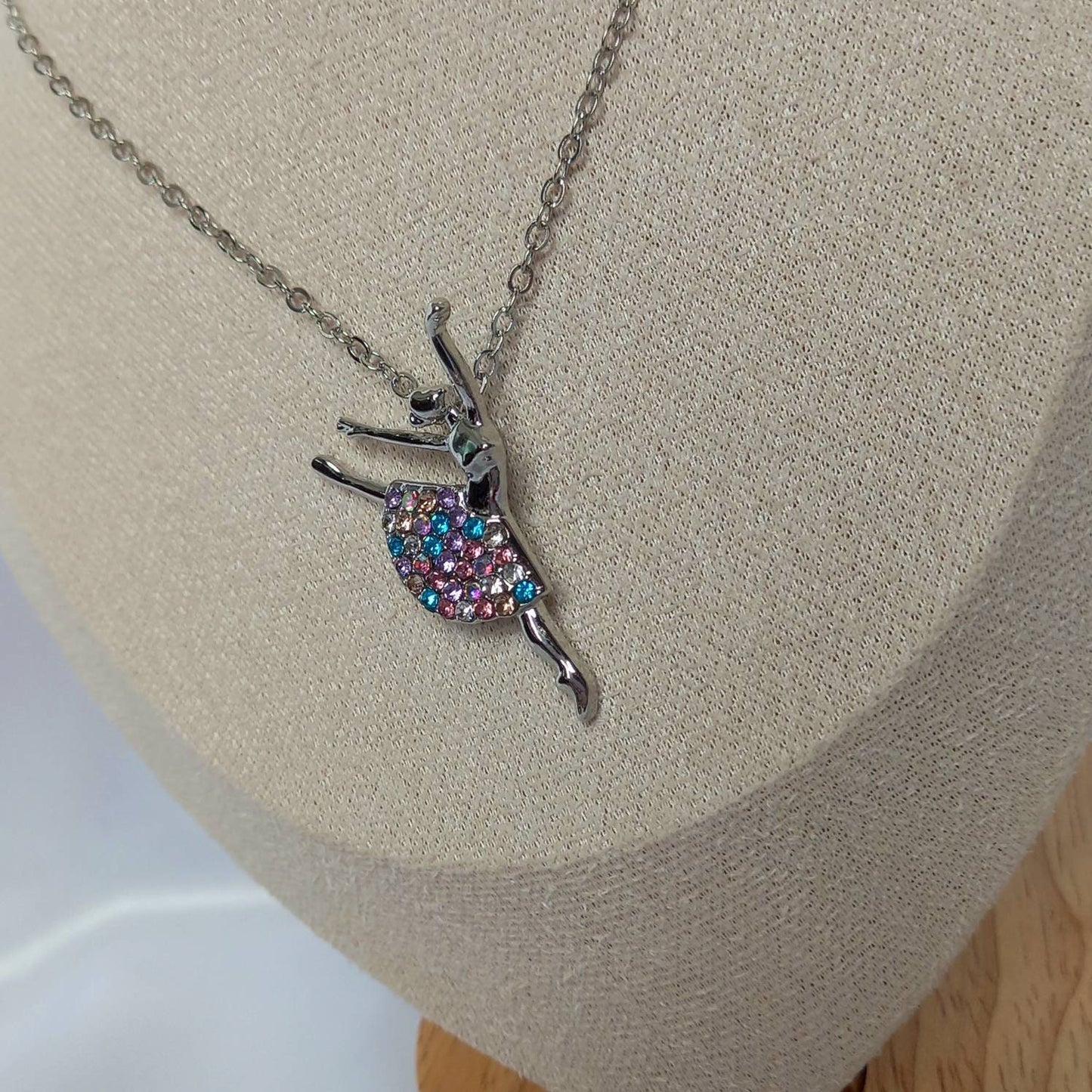 Silver Ballerina Chain Necklace - Silver Necklaces In The UK,Dancer Necklace,Dancer Jewellery In The UK,Fine Silver Necklace,Ballet Necklace