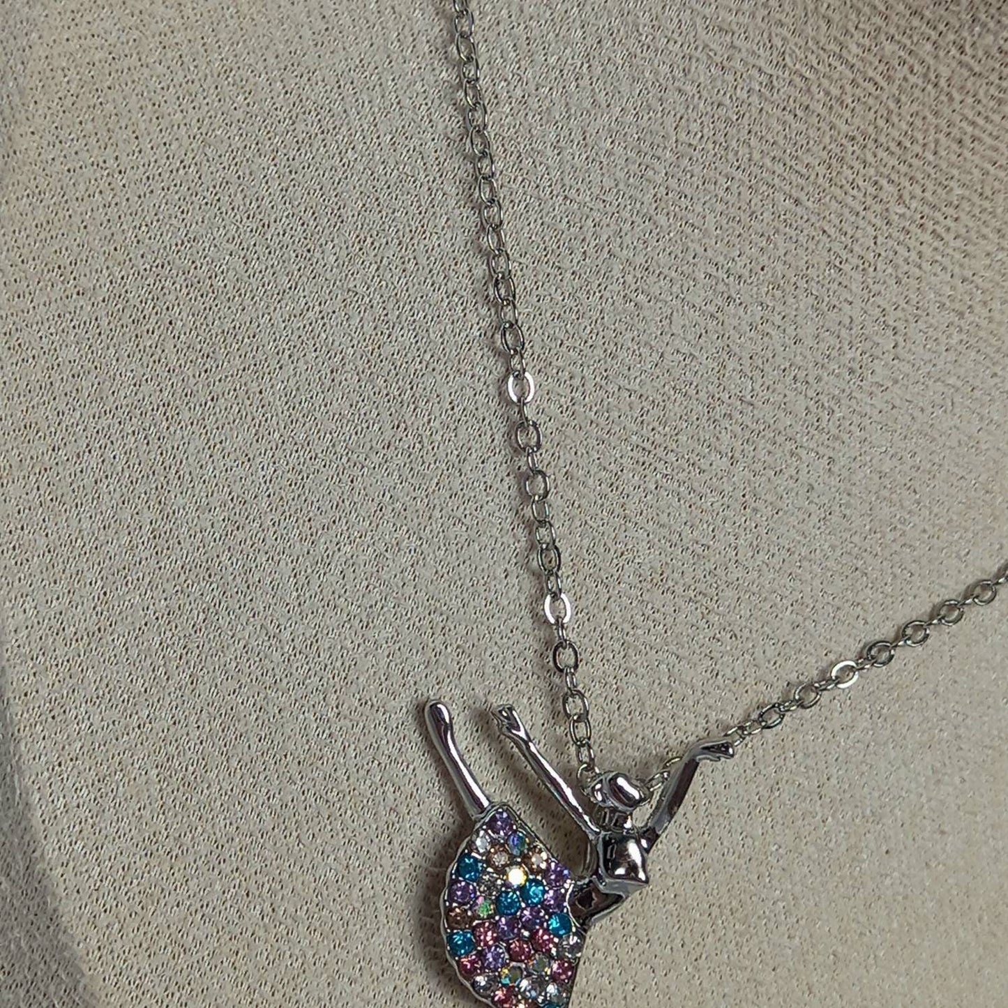 Silver Ballerina Chain Necklace - Silver Necklaces In The UK,Dancer Necklace,Dancer Jewellery In The UK,Fine Silver Necklace,Ballet Necklace