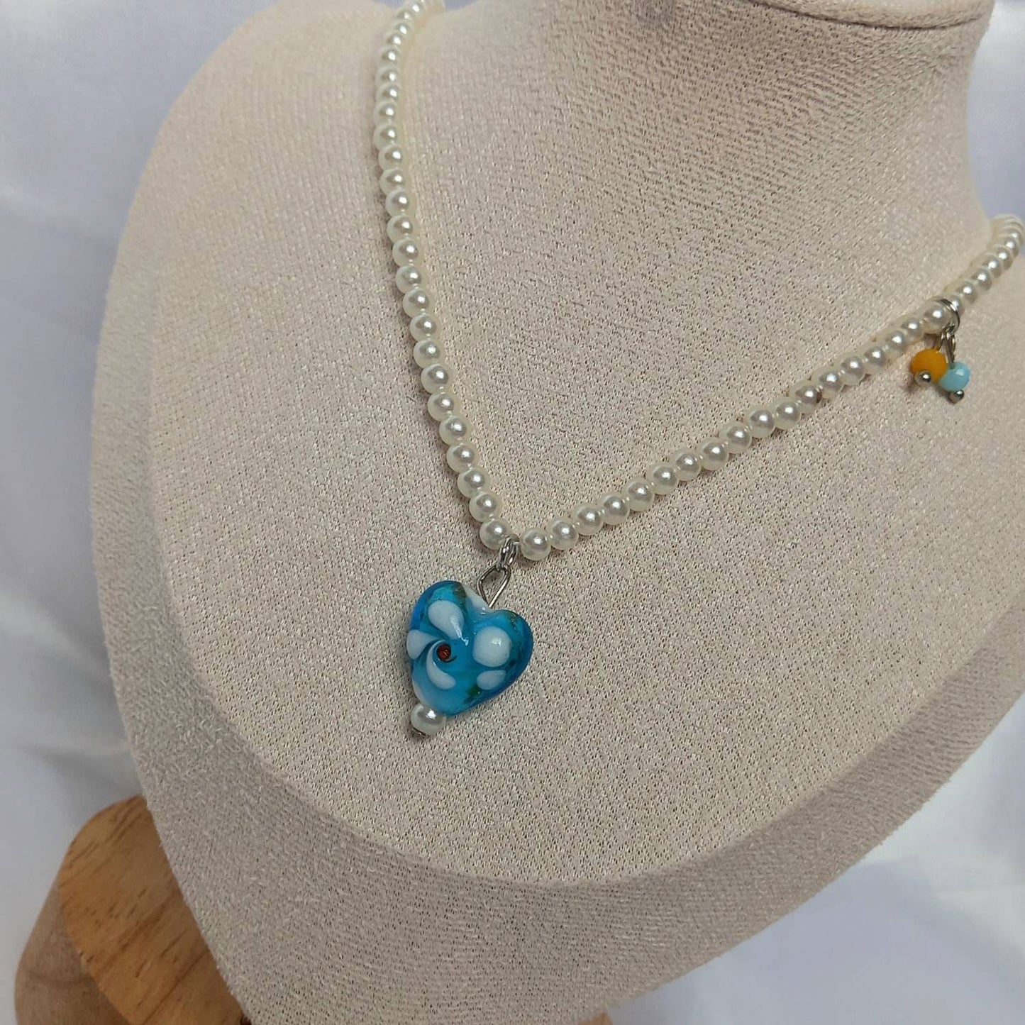 Faux Pearl Blue Bead Necklace - Pearl Jewellery,Blue Bead Necklaces,Blue Necklaces In The UK,Beaded Neclaces,Blue Bead Jewellery In The UK