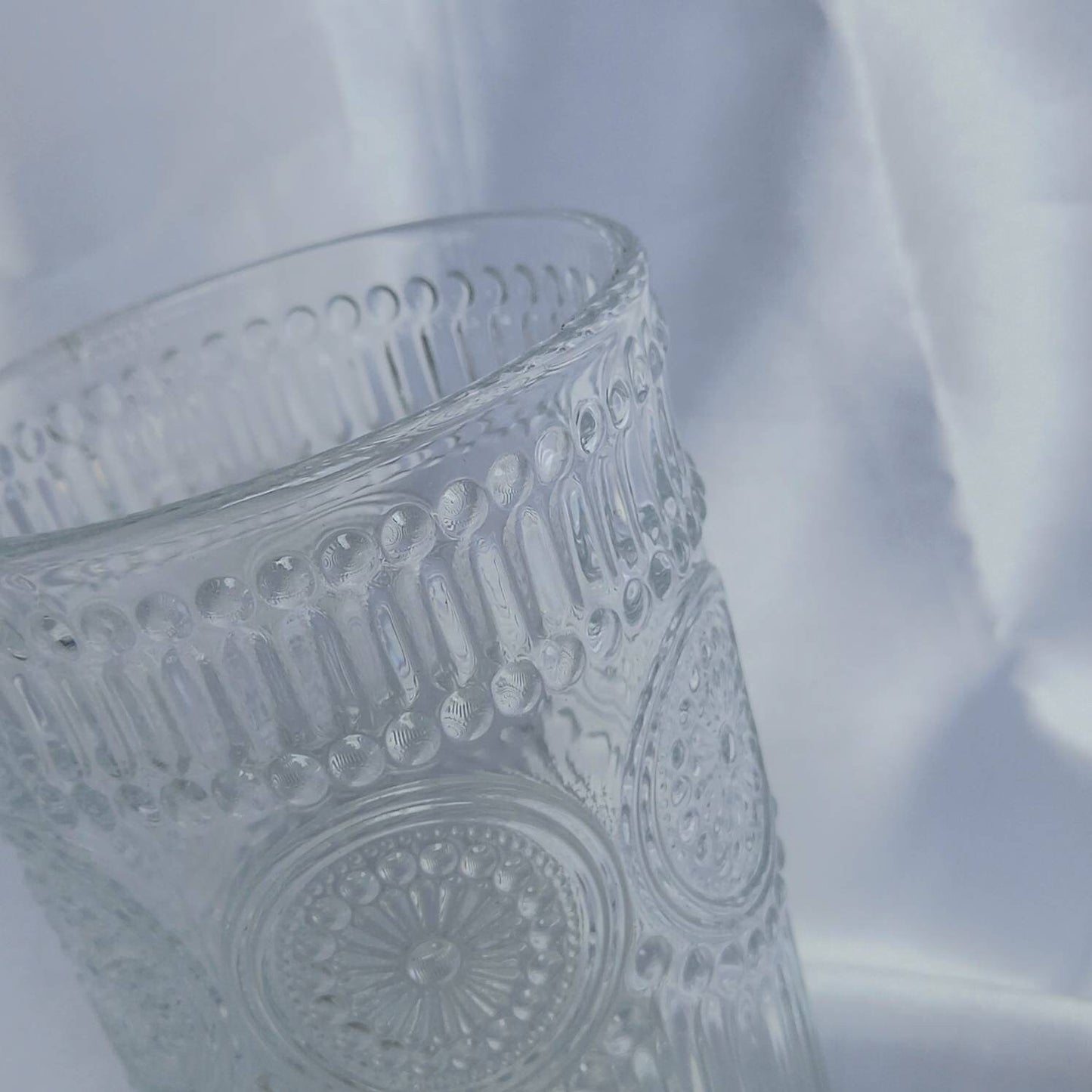 Tall Clear Patterned Glass Tumbler - Clear Summer Glasses,Clear Patterned Glasses,Summer Glassware,Gifts For Her,Clear Glassware In The UK