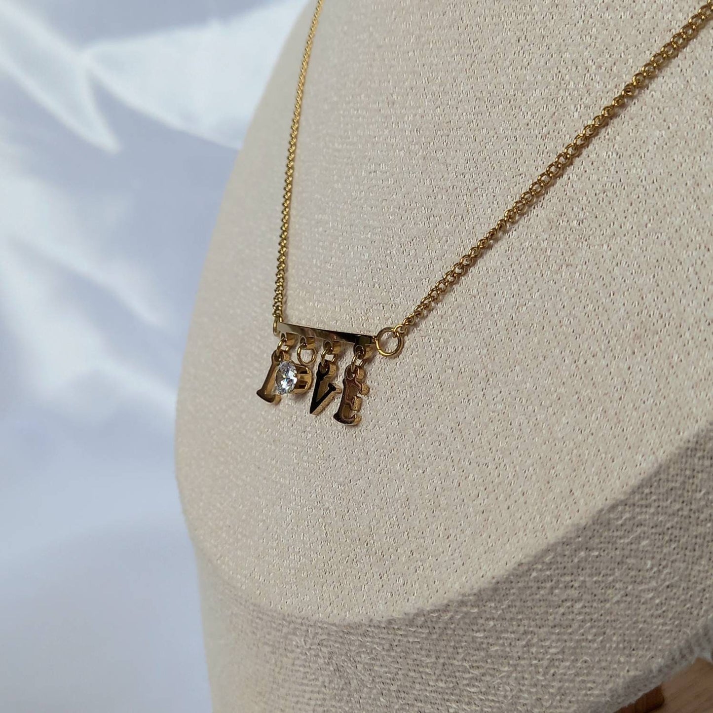 Gold Love Necklace - Gold Necklaces In The UK,Gold Letter Necklaces,Gold Letter Jewellery In The UK,Birthday Gift,Love Jewellery