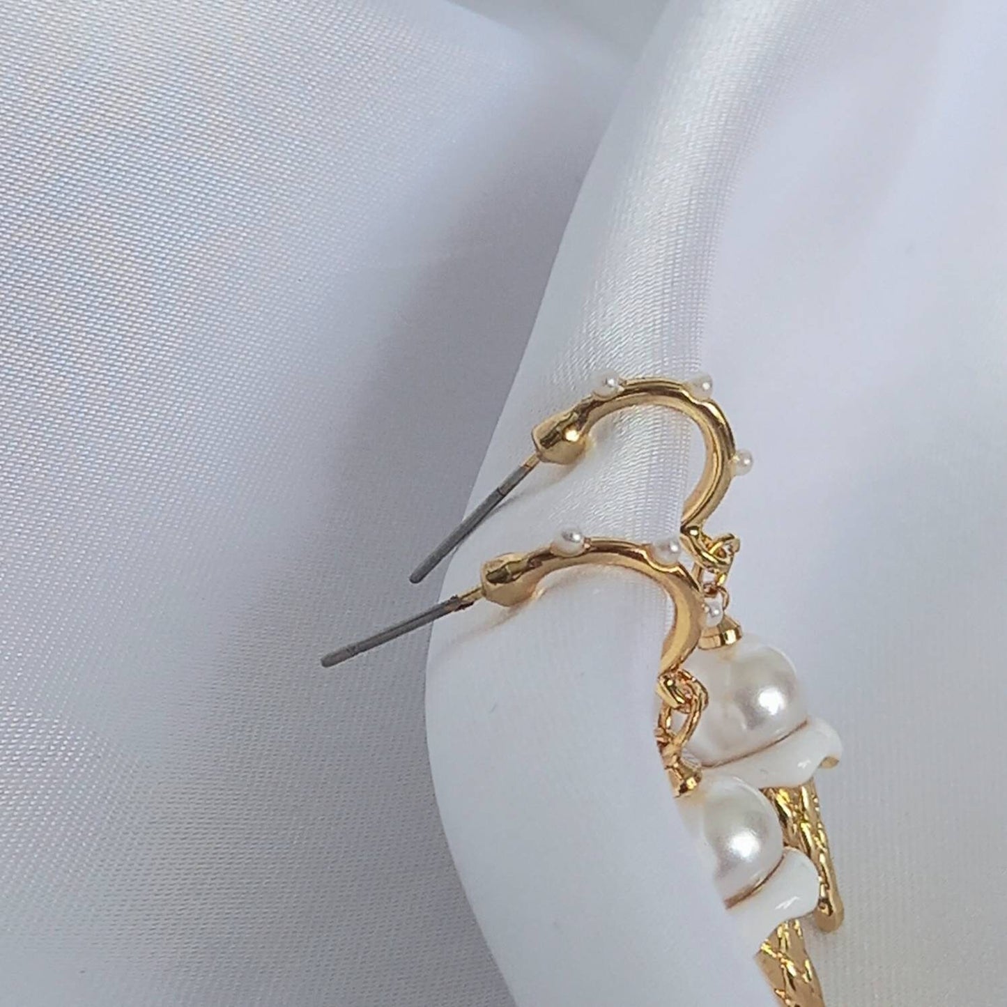 Ice Cream Pearl Hoop Earrings - Pearl Jewellery,Pearl Earrings,Gold Earrings,Hoop Earrings In The UK,Gold Hoops In The UK,Pearl Jewellery