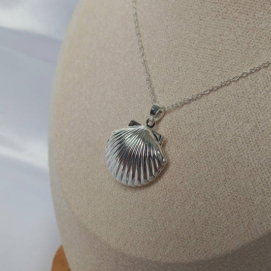 Silver Shell Locket Necklace