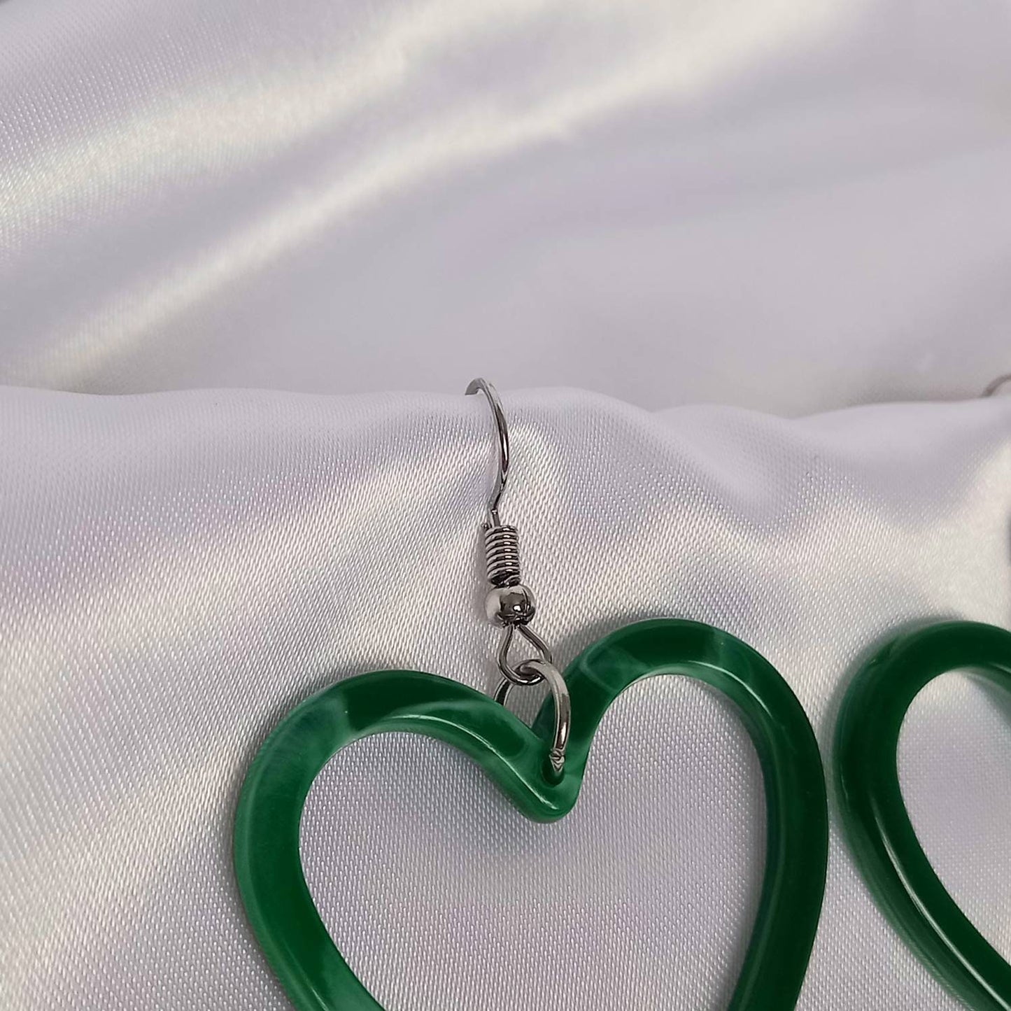 Green Resin Heart Earrings - Resin Earrings,Green Heart Earrings,Resin Heart Earrings In The UK,Green Earrings In The UK,Green Jewellery