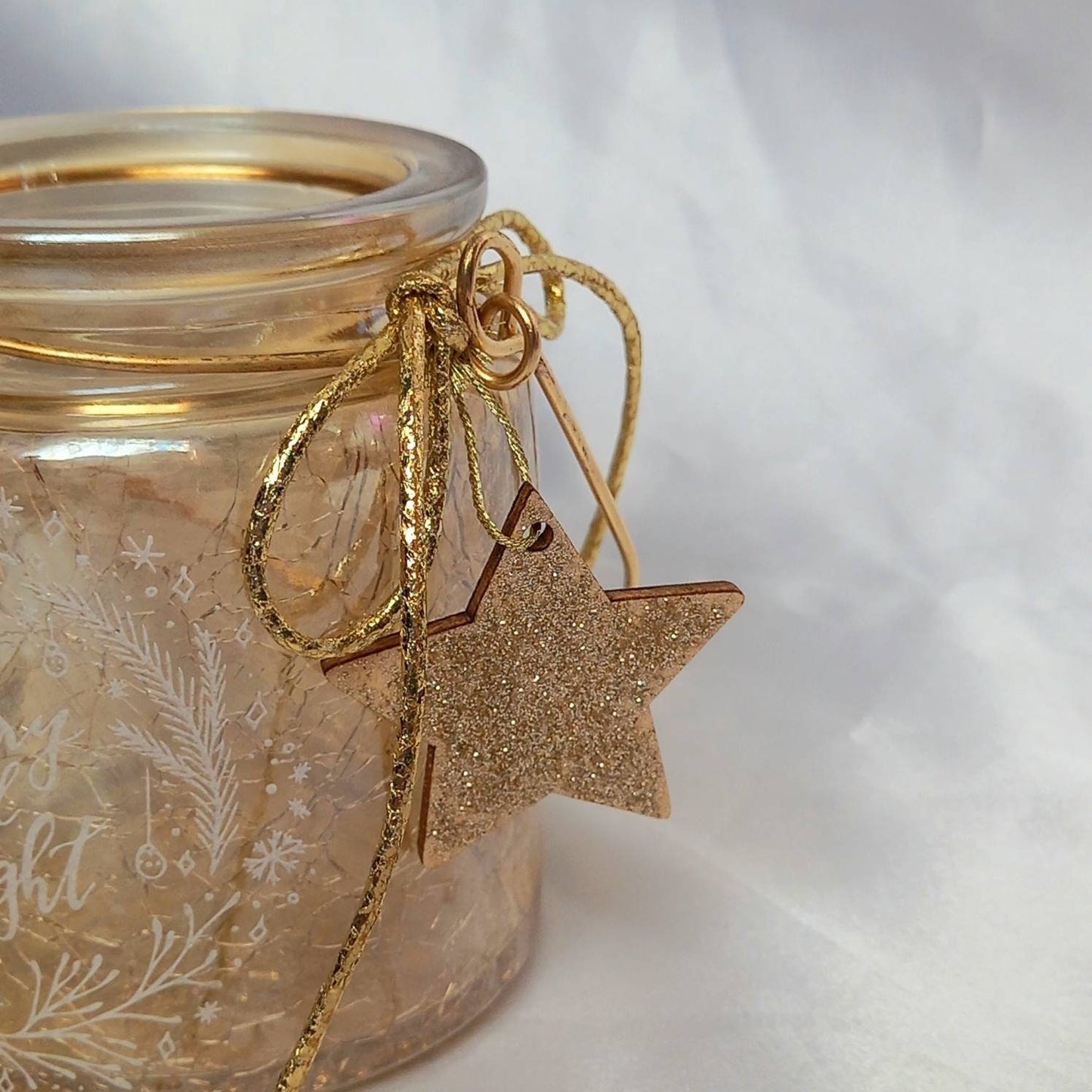 Cracked Glass Christmas Candle Holder - Christmas Decor In The UK,Christmas Home Decor,Christmas Homeware In The UK,Orange Candle Holder,