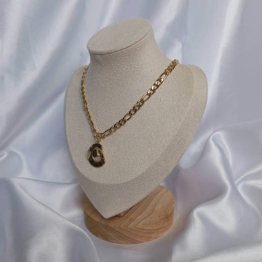 Gold Cowboy Hat Charm Necklace - Gold Necklace,Gold Jewellery,Country,Western,Gold Necklaces In The UK,Gold Cowgirl Hat Jewellery,Gold Chain