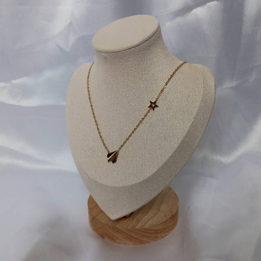 Gold Paper Plane Style Necklace - Small Gold Necklaces In The UK,Gold Jewellery In The UK,Airplane Neclace,Star Necklace,Star Jewellery