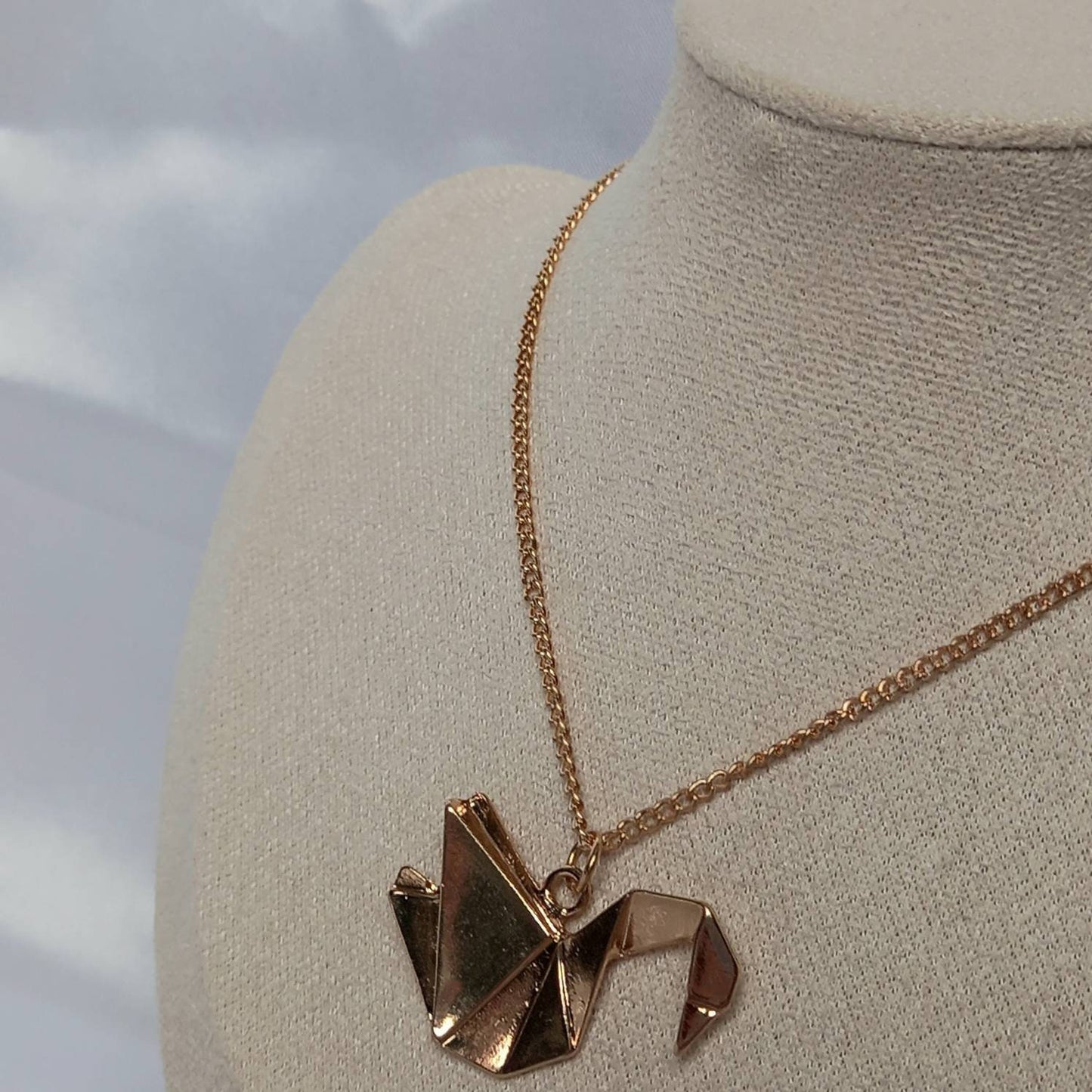 Gold Plated Origami Swan Necklace - Swan Charm,Gold Jewellery In The UK,Gold Necklaces In The UK,Charm Necklace,Origami Charm Necklace,Swans