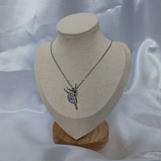 Silver Ballerina Chain Necklace - Silver Necklaces In The UK,Dancer Necklace,Dancer Jewellery In The UK,Fine Silver Necklace,Ballet Necklace