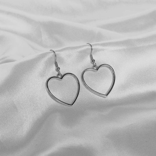 Silver Heart Drop Earrings - Silver Heart Earrings,Silver Heart Jewellery,Silver Earrings In The UK,Silver Jewellery In The UK,Love Earrings