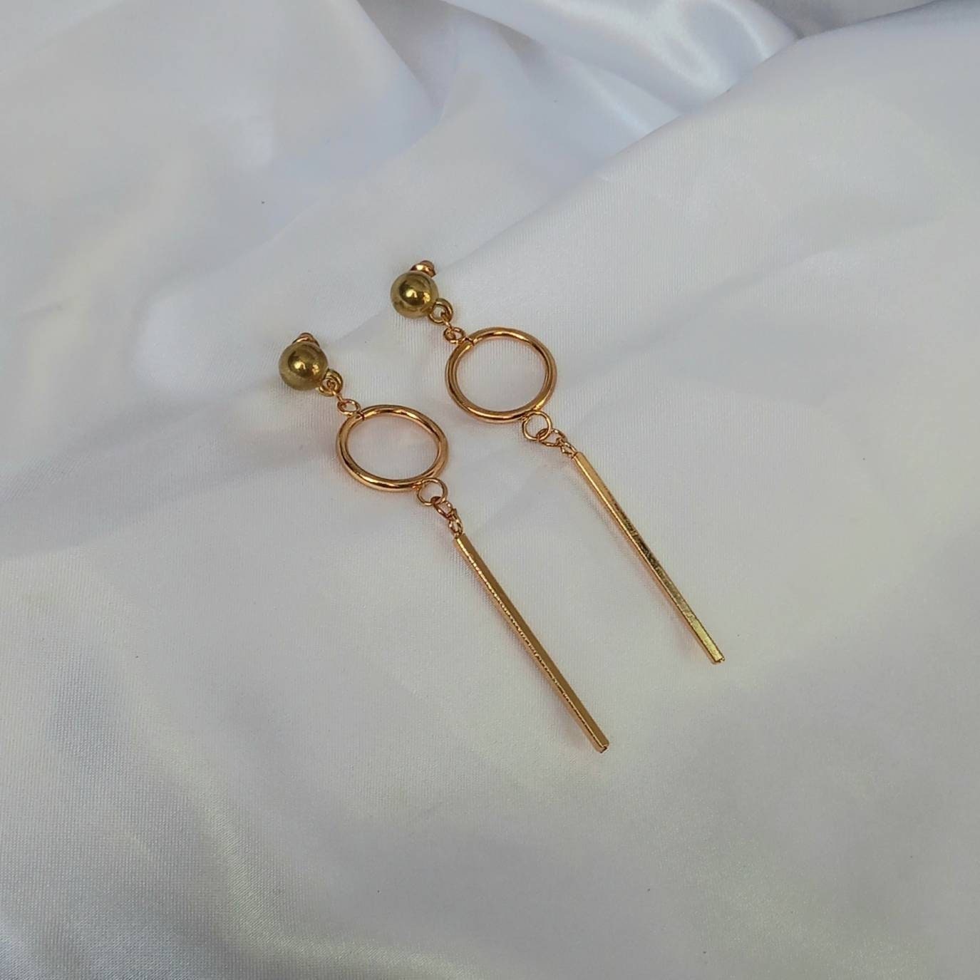 Long Gold Drop Earrings - Long Earrings,Long Gold Earrings In The UK,Long Gold Jewellery In The UK,Abstract Earrings,Gifts For Her In The UK