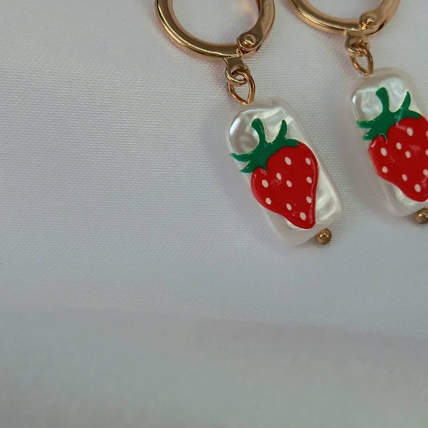 Faux Pearl Strawberry Drop Earrings - Pearl Earrings,Gold Earrings,Strawberry Earrings,Small Drop Earrings,Strawberry Jewellery In The UK