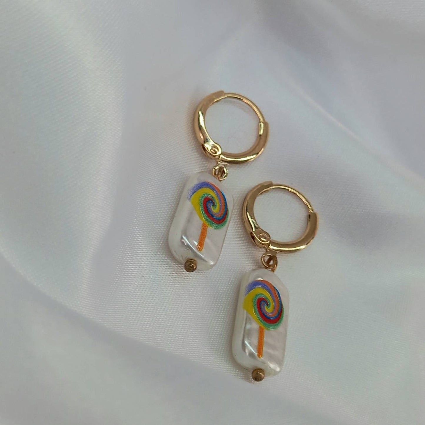 Faux Pearl Lollipop Drop Earrings - Small Pearl Earrings,Small Gold Earrings,Lolly Earrings,Small Drop Earrings,Pearl Earrings In The UK