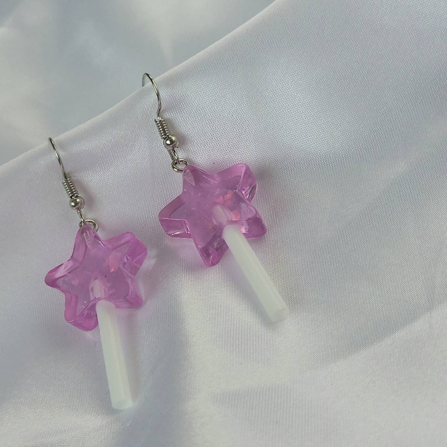 Purple Lollypop Drop Earrings - Star Lollipop Earrings,Sweet Earrings,Novelty Earrings,Funky Earrings In The UK,Purple Jewellery In The UK