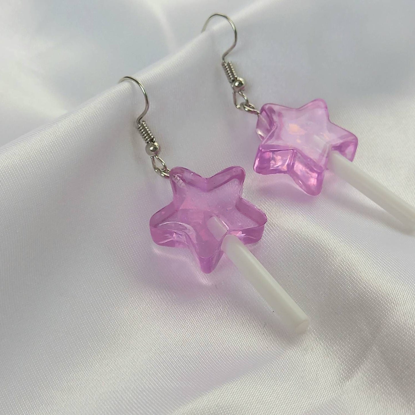 Purple Lollypop Drop Earrings - Star Lollipop Earrings,Sweet Earrings,Novelty Earrings,Funky Earrings In The UK,Purple Jewellery In The UK