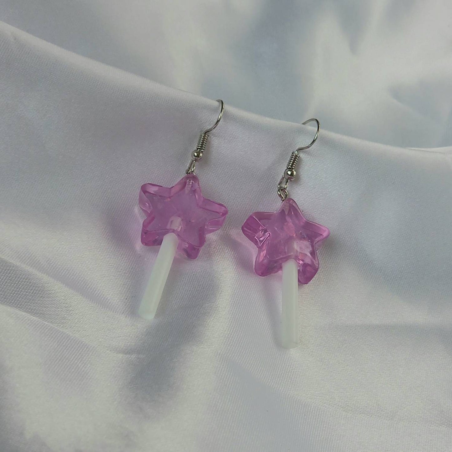 Purple Lollypop Drop Earrings - Star Lollipop Earrings,Sweet Earrings,Novelty Earrings,Funky Earrings In The UK,Purple Jewellery In The UK
